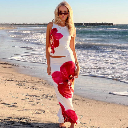 Dames Ensemble Maxi Imprimé Floral Chic und Stil