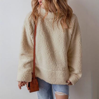 Pull en polaire douillet pour dames avec col montant et coupe large Chic und Stil
