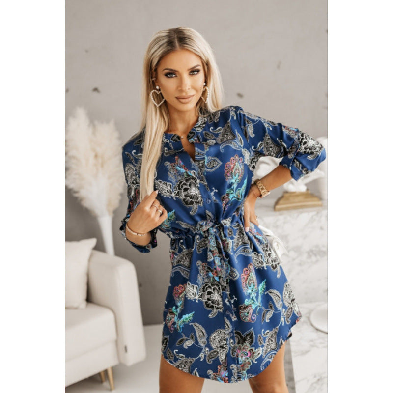 Femmes Robe Chemise Utilitaire Imprimée Chic und Stil