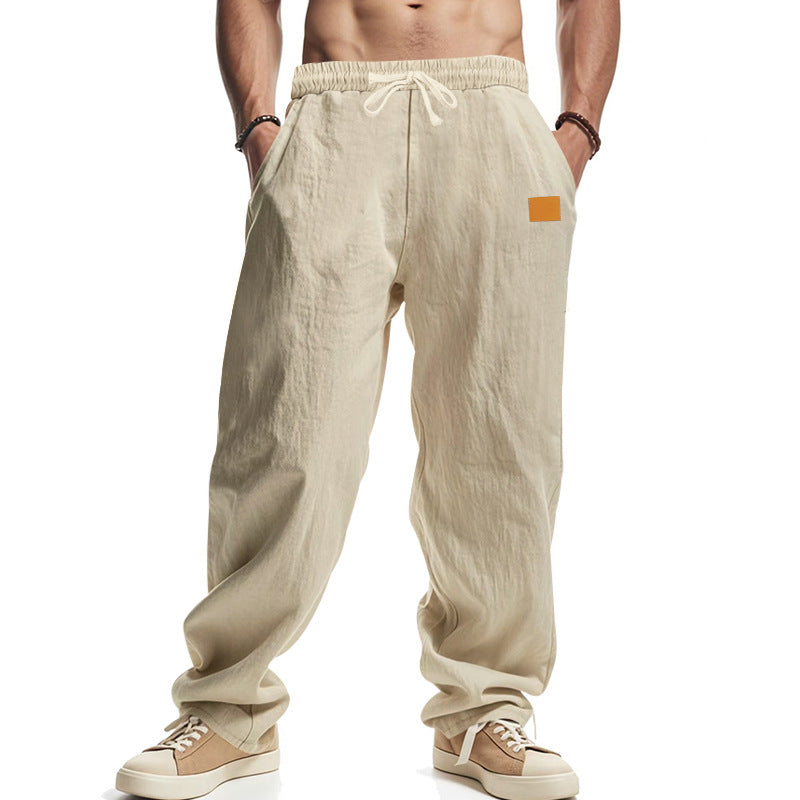 Linen pants for men with a relaxed fit featuring an adjustable drawstring and practical side pockets Chic and Style