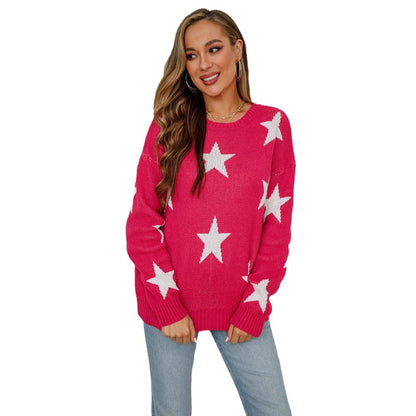 Knit pullover for women with a striking star pattern and a relaxed fit Chic und Stil
