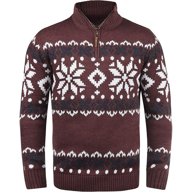 Pull en tricot pour hommes avec demi-fermeture éclair et motif de Noël Chic und Stil