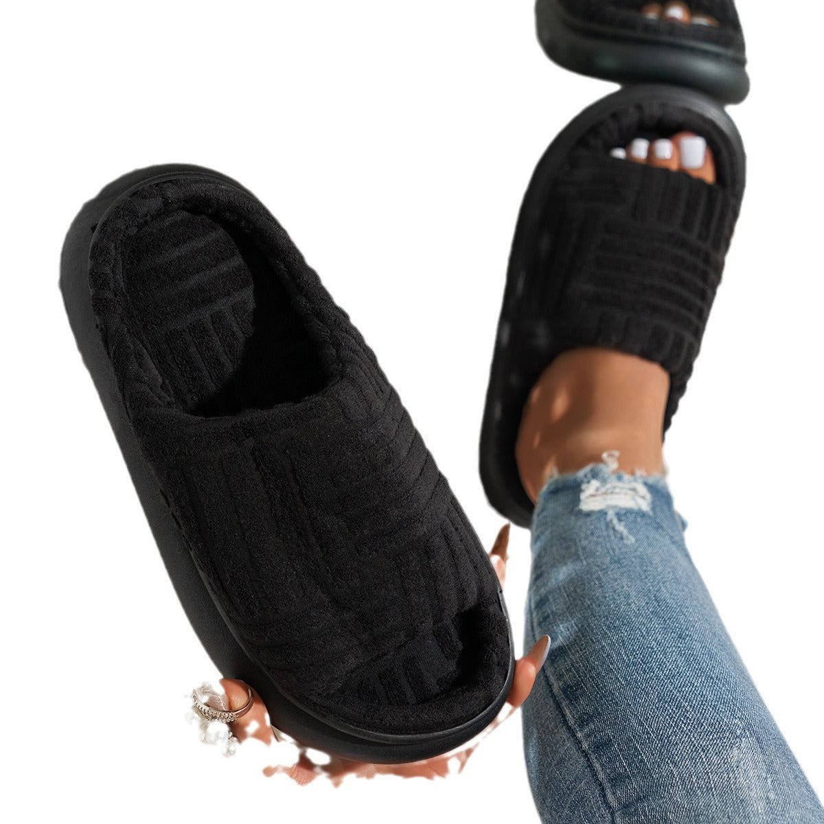 Dames chaussons moelleux avec semelle antidérapante et semelle intérieure rembourrée douce Chic und Stil