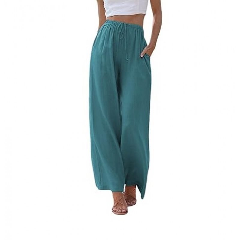 Wide palazzo pants for women with elastic waistband and side pockets Chic und Stil