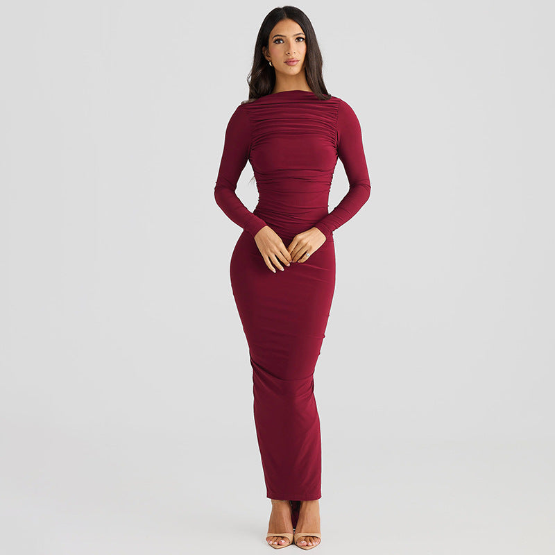 Robe longue élégante pour femmes avec effet froncé raffiné Chic und Stil