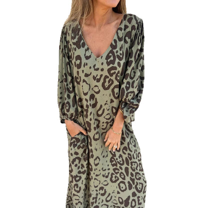 Robe maxi à décolleté en V pour femmes avec poches latérales et coupe décontractée Chic und Stil