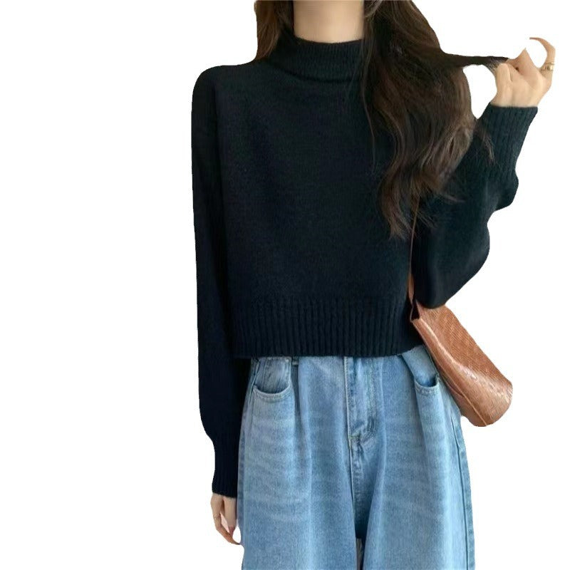 Dames pull-over en tricot épais avec col haut et motif en côtes Chic und Stil