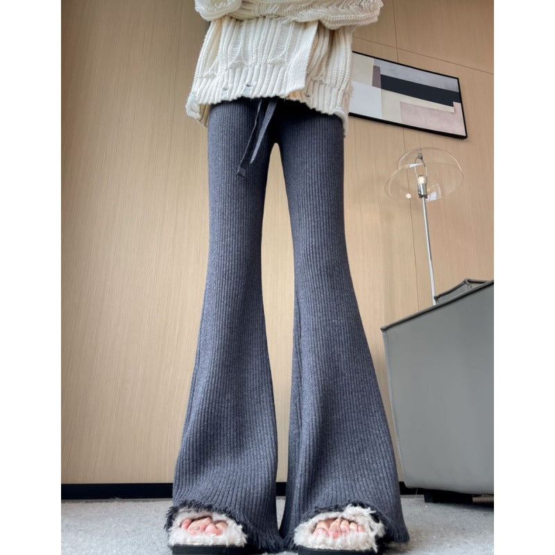 Comfortable ribbed knit pants for women with wide legs Chic and Style