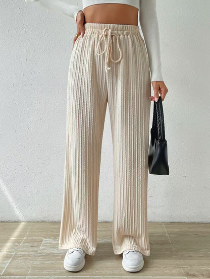 Wide palazzo pants for women with ribbed structure Chic and Style