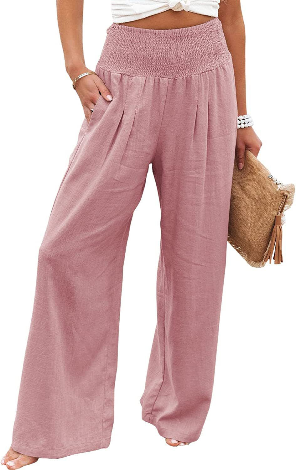 Light linen pants for women with elastic waist and wide fit Chic und Stil