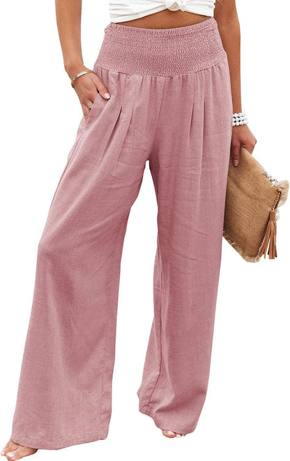 Light linen pants for women with elastic waist and wide fit Chic und Stil