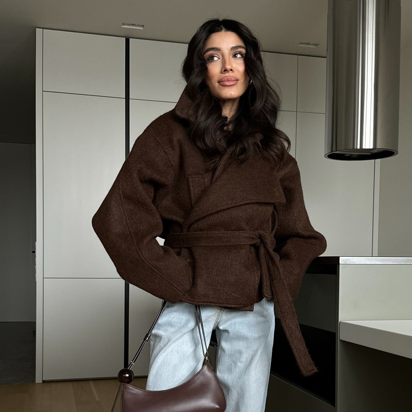 Ensemble de pull cropped confortable pour femmes en matériau doux avec col à fermeture zippée Chic und Stil