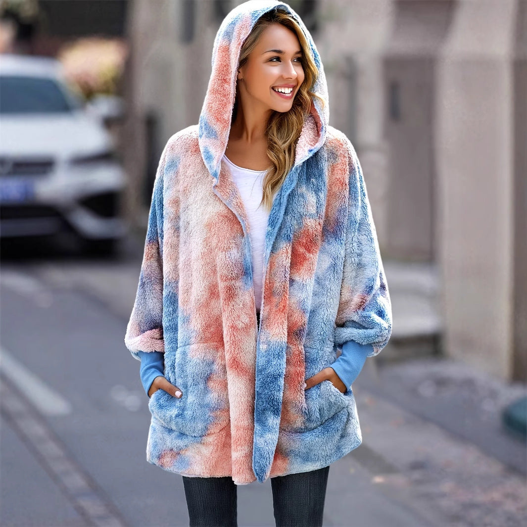 Dame veste en teddy douillette avec capuche et grandes poches Chic und Stil