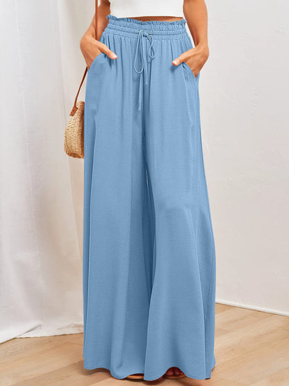 Wide Palazzo pants for women with elastic waist and practical side pockets Chic and Style