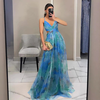 Femme Élégante Robe Maxi avec des détails découpés raffinés et un design fluide Chic und Stil