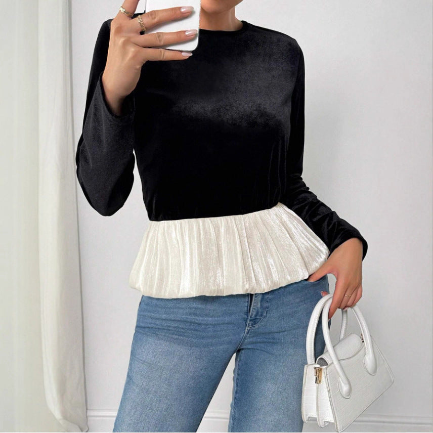 Dames Blouse exclusive avec taille plissée Chic und Stil