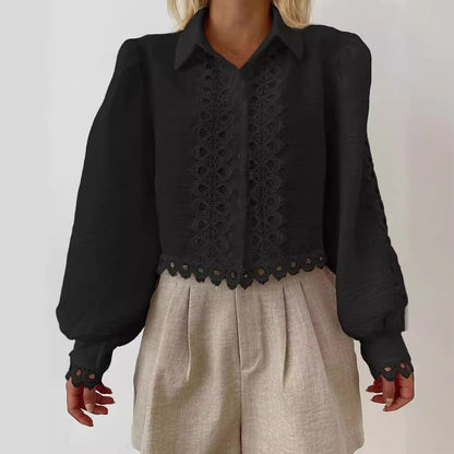 Dames blouse élégante avec motif brodé raffiné et manches ballons Chic und Stil