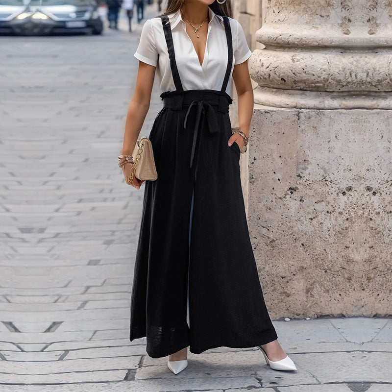 Women Elegant Wide-Pants Straps Jumpsuit Chic and Style