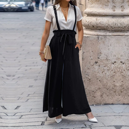 Women Elegant Wide-Pants Straps Jumpsuit Chic and Style
