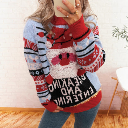 Pull en laine de Noël pour femmes avec motif de renne créatif et design joyeux Chic und Stil