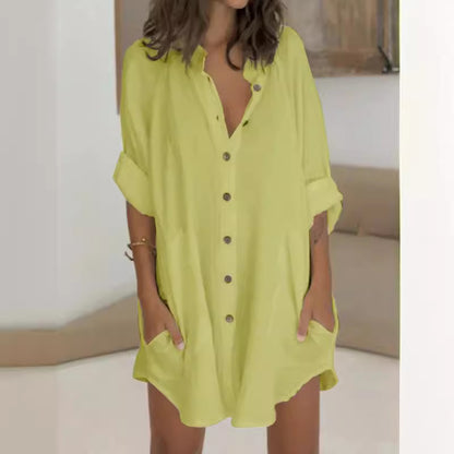 Robe chemise à manches longues pour femmes avec fermeture à boutons cachée Chic und Stil