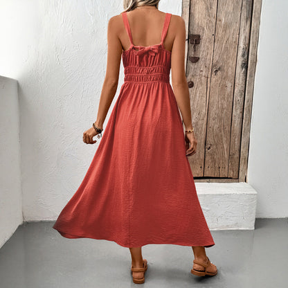 Robe d'été maxi pour femmes avec bustier froncé et bretelles réglables Chic und Stil