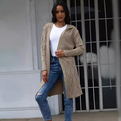 Dames gros tricot kimono cardigan avec élégant motif en torsades et manches ouvertes Chic und Stil