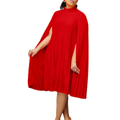 Robe cape plissée pour dames avec col montant et manches longues Chic und Stil