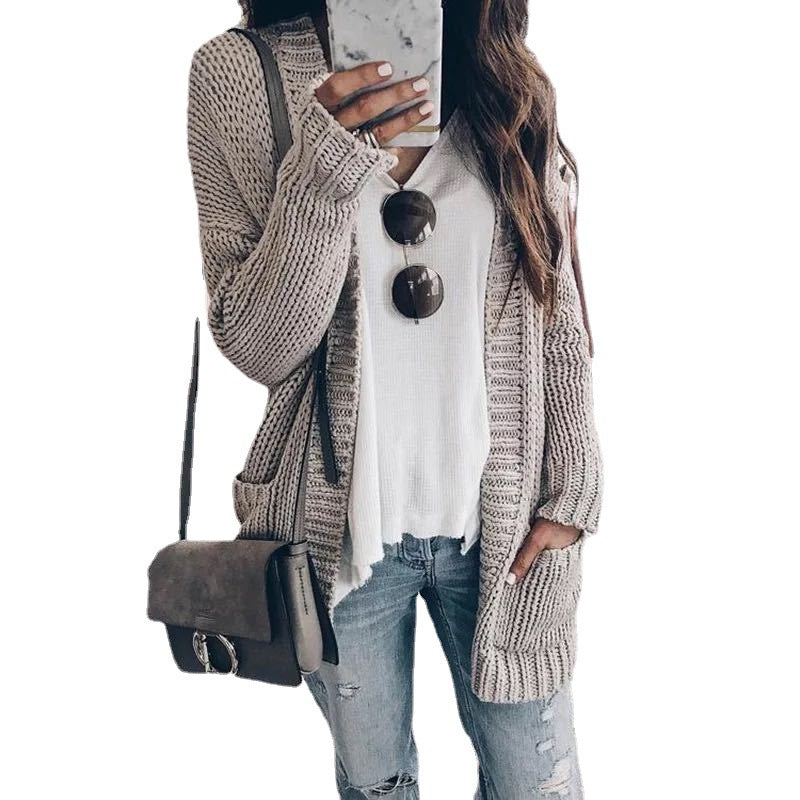 Cardigan en grosses mailles pour femmes avec grandes poches et devant ouvert Chic und Still