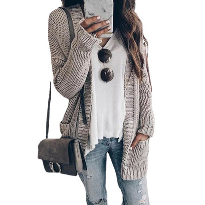 Cardigan en grosses mailles pour femmes avec grandes poches et devant ouvert Chic und Still