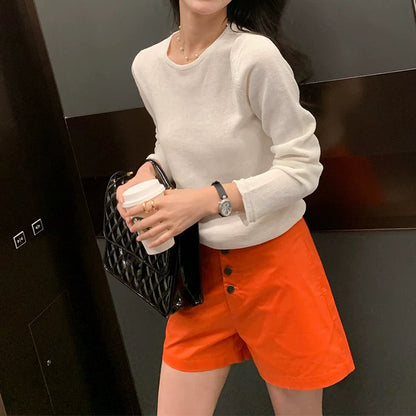 Ensemble de pull en tricot décontracté pour femmes et shorts ajustés Chic und Stil