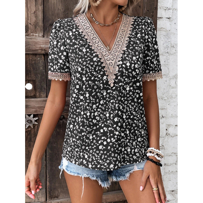 Dames Blouse de loisirs brodée florale Chic und Stil