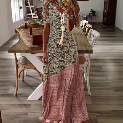 Robe Maxi Bohémienne pour Femmes avec Manches Découpées Chic und Stil