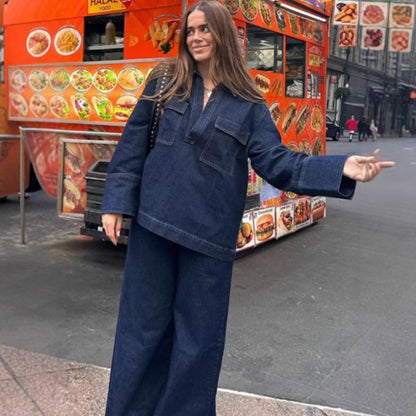 High-waisted denim pants for women with structured cut Chic and Style