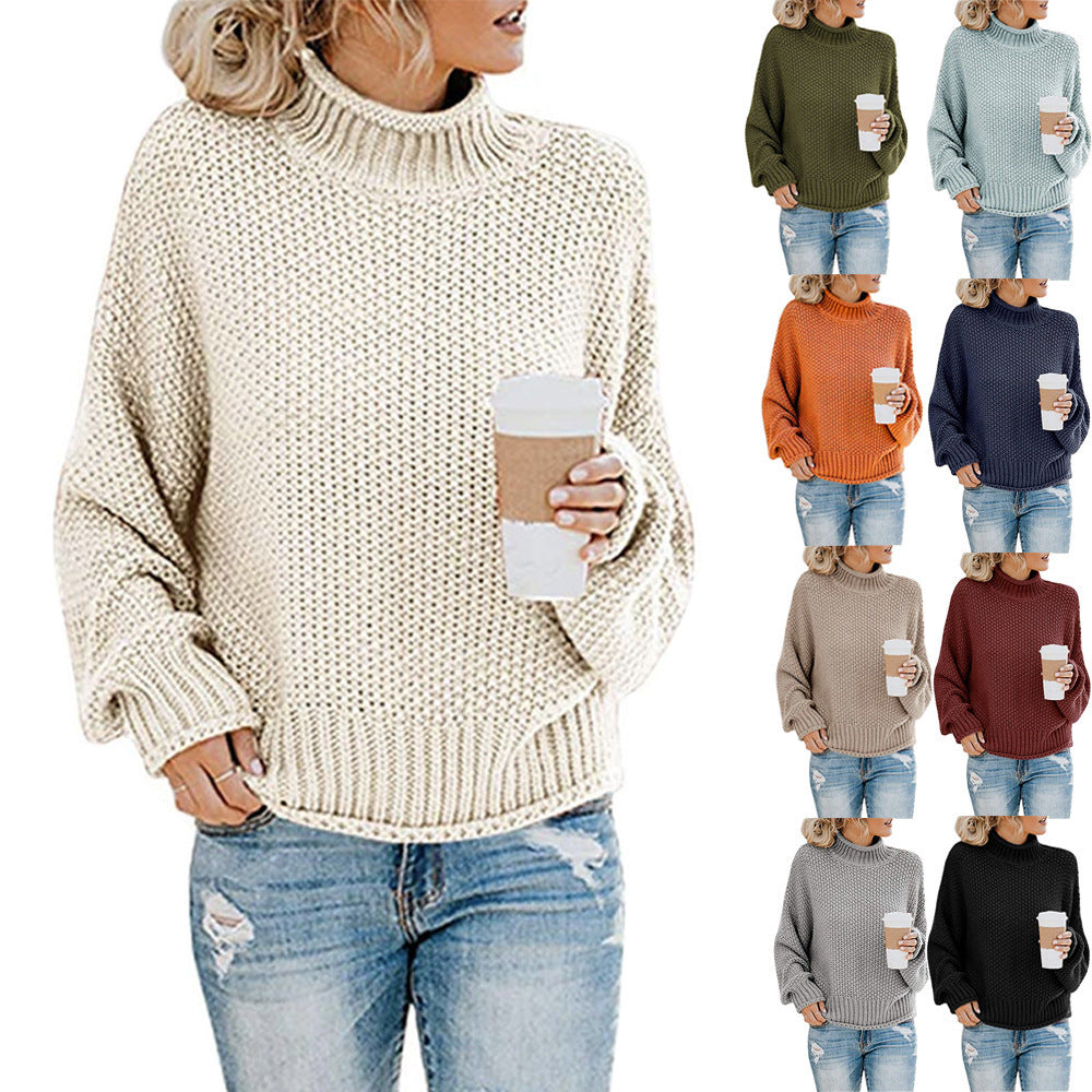 Dames Pull confortable avec col haut et look de maille structuré Chic und Stil