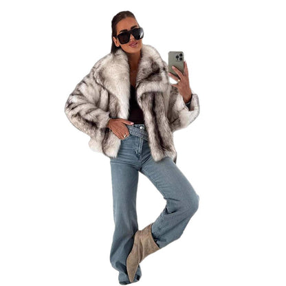 Dames élégante veste en fausse fourrure Chic und Stil