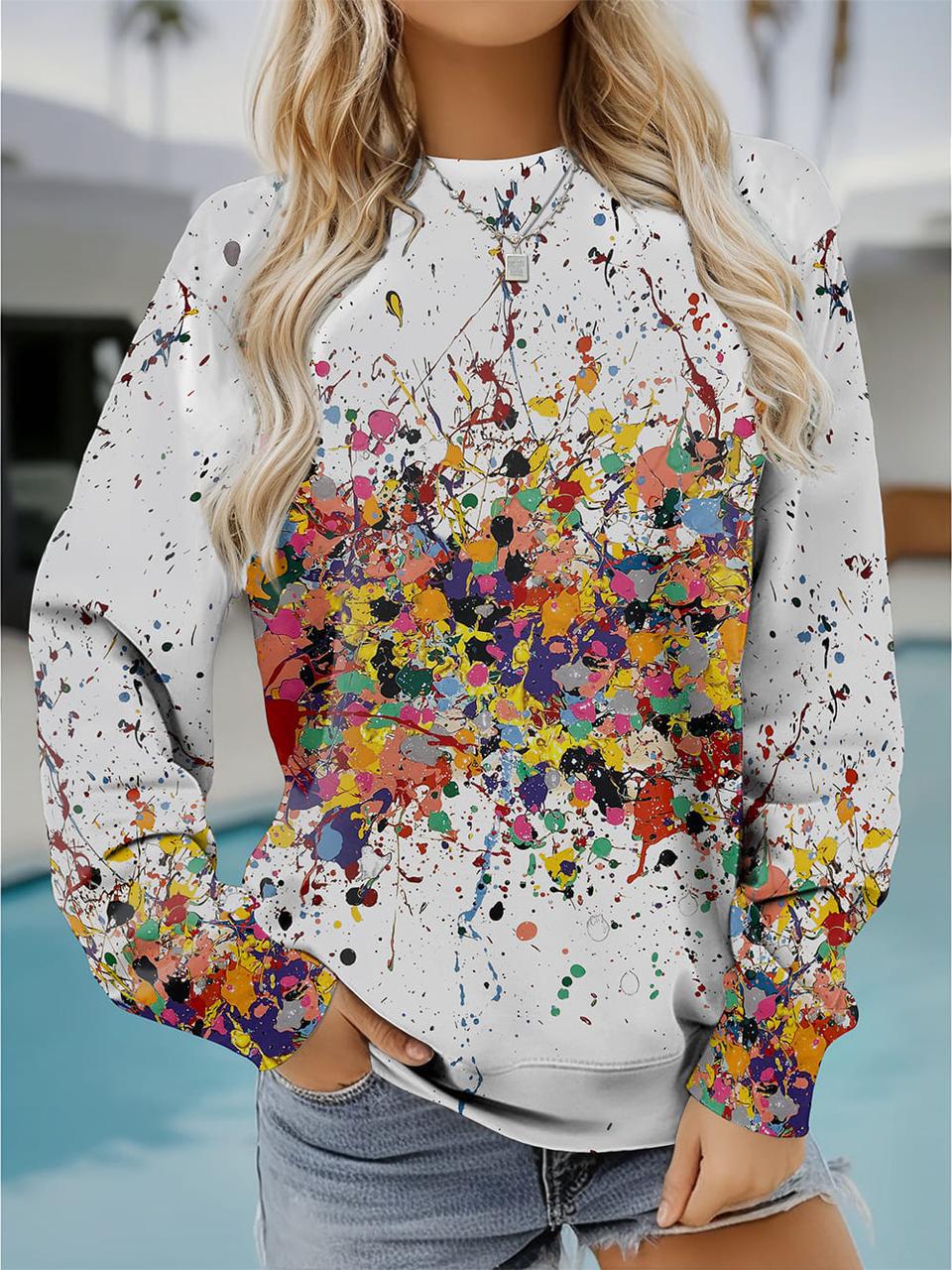 Sweat-shirt décontracté pour femmes avec design artistique de tache de couleur Chic und Stil
