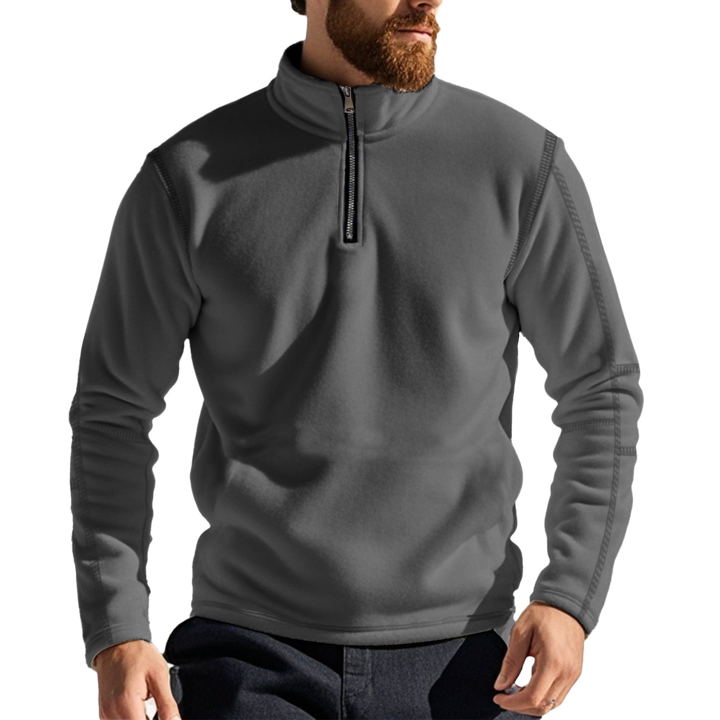 Homme pull en fleece à col haut et ouverture zip pratique Chic und Stil