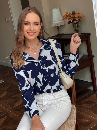 Chemisier à manches longues à imprimé floral pour femmes Chic und Stil