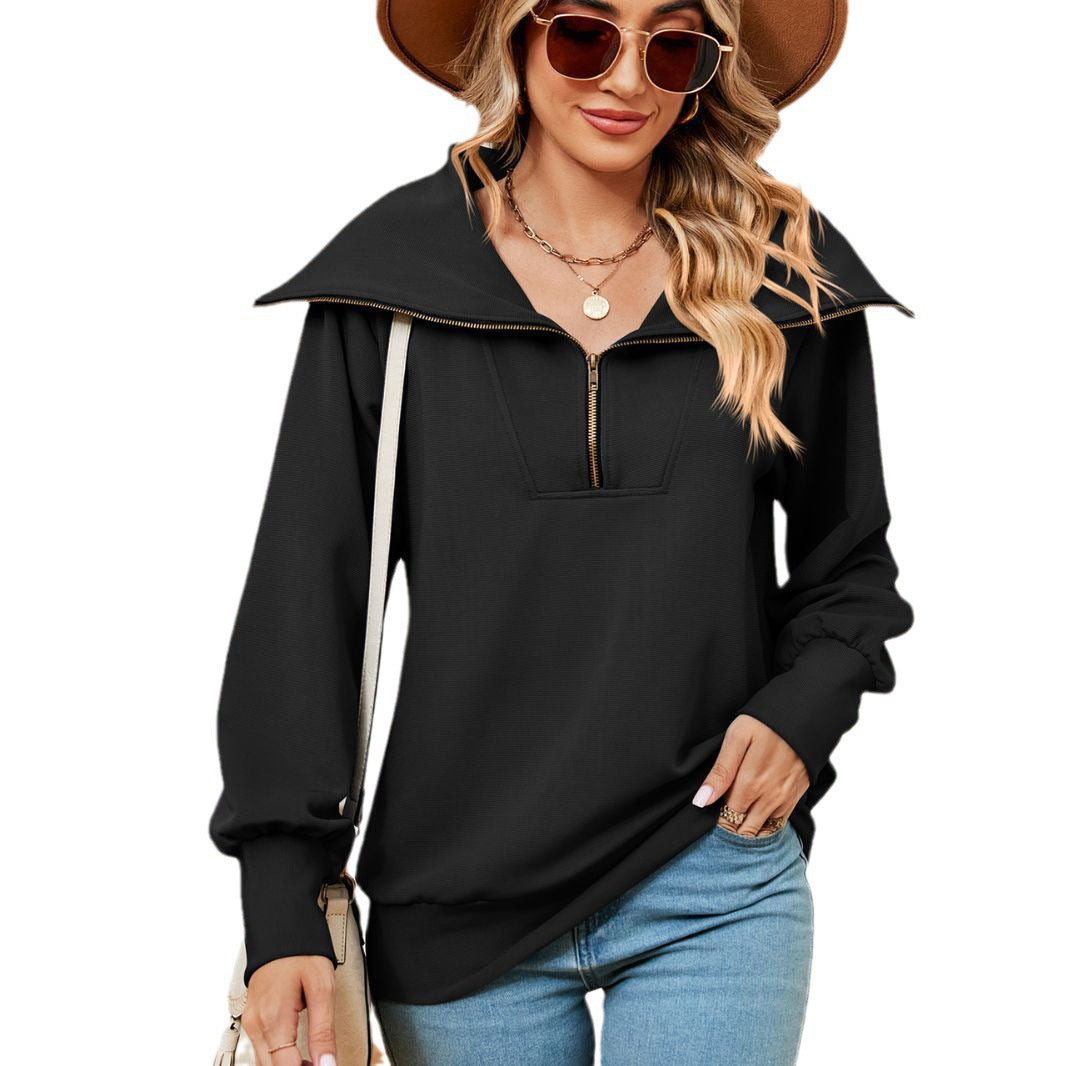 Pull femme avec col montant moderne et fermeture éclair Chic und Stil