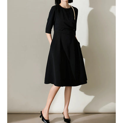Robe midi évasée en A pour femme avec manches courtes Chic und Stil