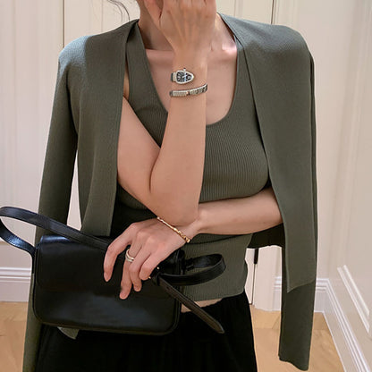 Dames cardigan léger et décontracté avec une fine structure en rib Chic und Stil