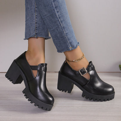 Dames Chunky Heels avec boucle tendance et semelle antidérapante Chic und Stil