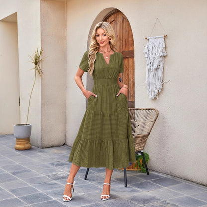 Robe maxi pour dames en tissu léger rayé Chic und Stil