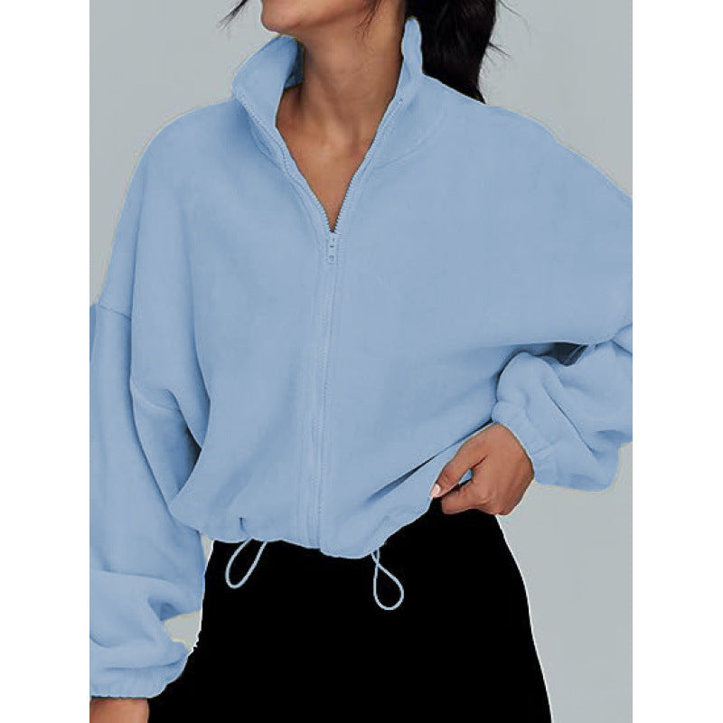 Pull-over tendance oversize à zip pour dames avec col montant et cordon de serrage Chic und Stil