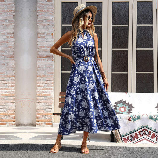 Robe maxi à imprimé floral pour femmes avec détail de fente haute Chic und Stil