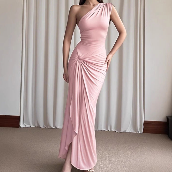 Dames Robe maxi asymétrique élégante avec drapé raffiné Chic und Stil