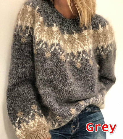 Pull en tricot confortable pour femmes avec un motif moderne et des manches volumineuses Chic und Stil