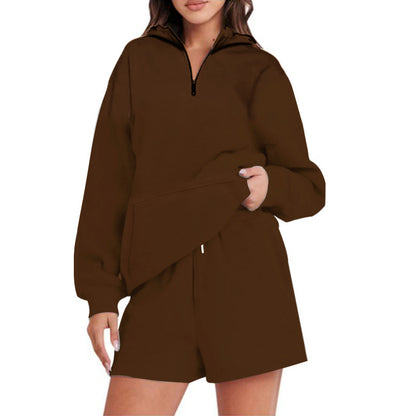 Pull à capuche décontracté pour femmes avec fermeture éclair courte et poches pratiques Chic und Stil