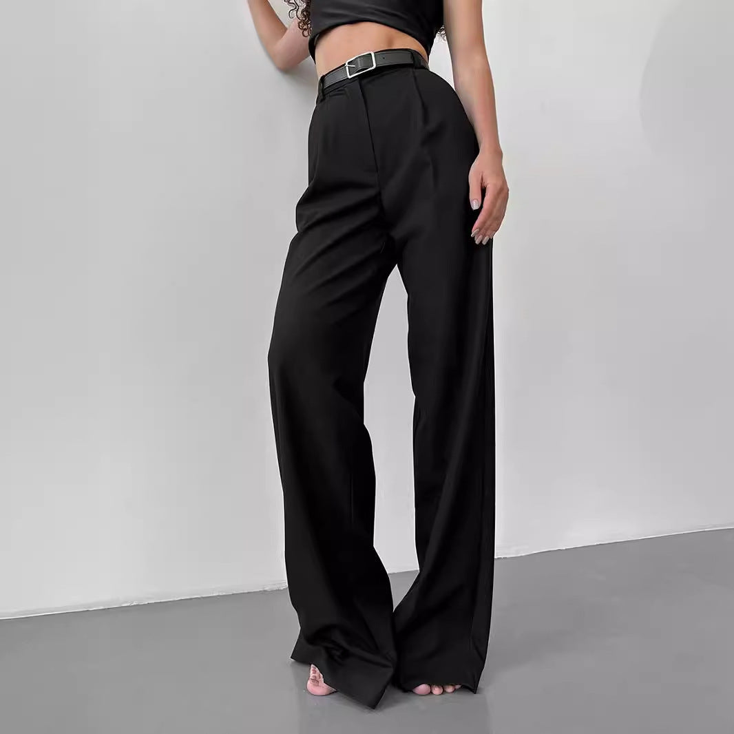 Women Elegant High-Waisted Pants with Distinct Pleats and Tie Belt Chic and Style